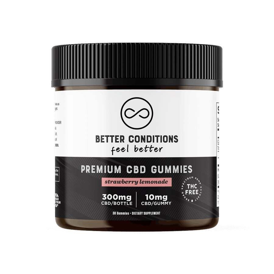 Our Strawberry Lemonade CBD gummies are made with premium, broad-spectrum CBD oil that is always 100% THC-Free and Third Party Lab Tested. Each gummy has 10mg of premium, broad-spectrum CBD. These CBD Gummies taste delicious, have no weird aftertaste, and are an excellent way to try CBD for the first time or to support an existing wellness regimen.