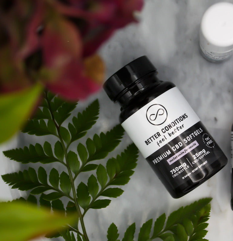 Better Conditions Premium CBD Softgels with Melatonin can help you fall asleep faster, sleep sounder, and wake up feeling well rested instead of feeling groggy. With 25mg of Premium, THC-Free CBD in each softgel, you can take 1-2 each night and wake up feeling better each day.